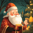 P&egrave;re No&euml;l joyeux avec un enfant &eacute;merveill&eacute;